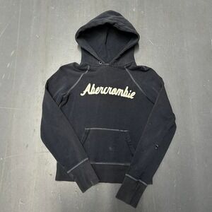 Y2K women's Abercrombie & Fitch navy blue babydoll fit hoodie